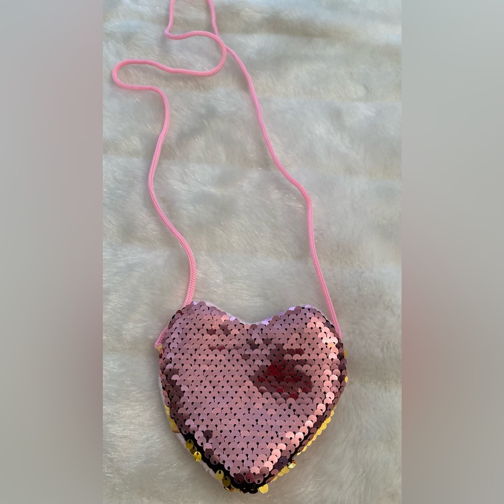 Girls Small Heart Sequin Novelty Purse